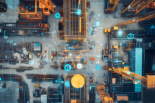 Aerial View Construction Site Connected